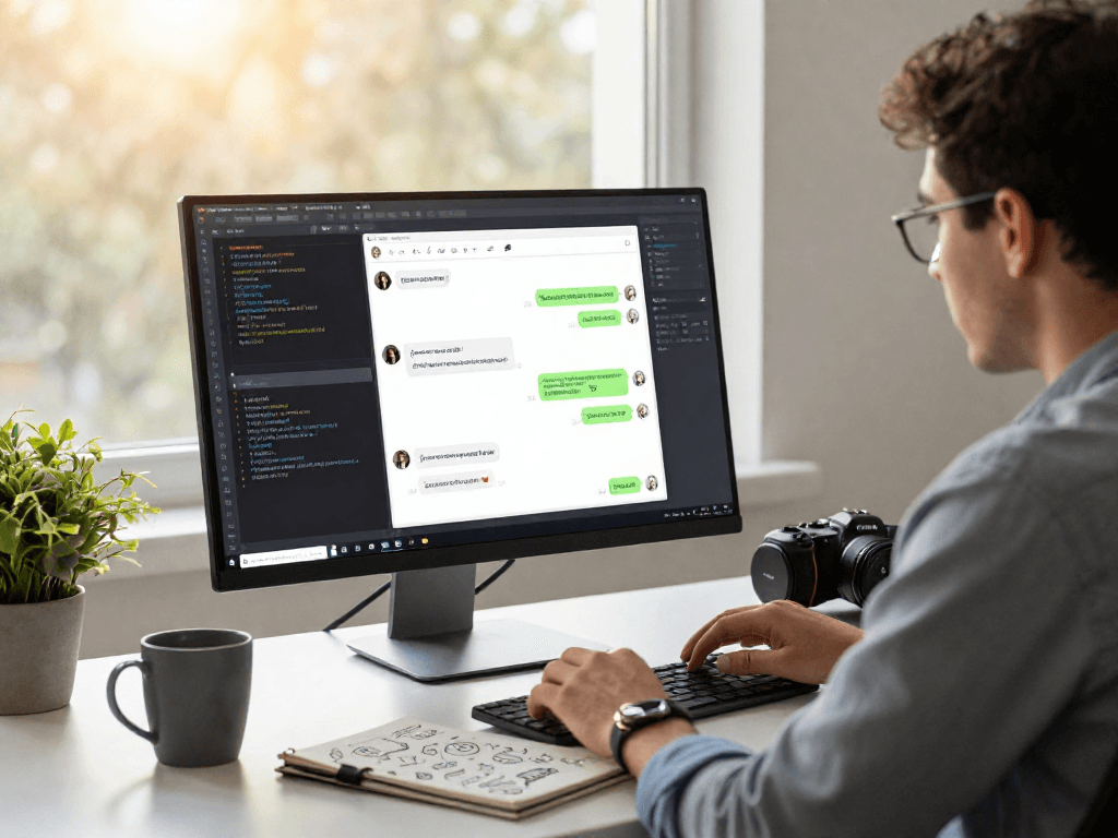 juicy ai chat development in a modern workspace with engaging conversation snippets on a screen