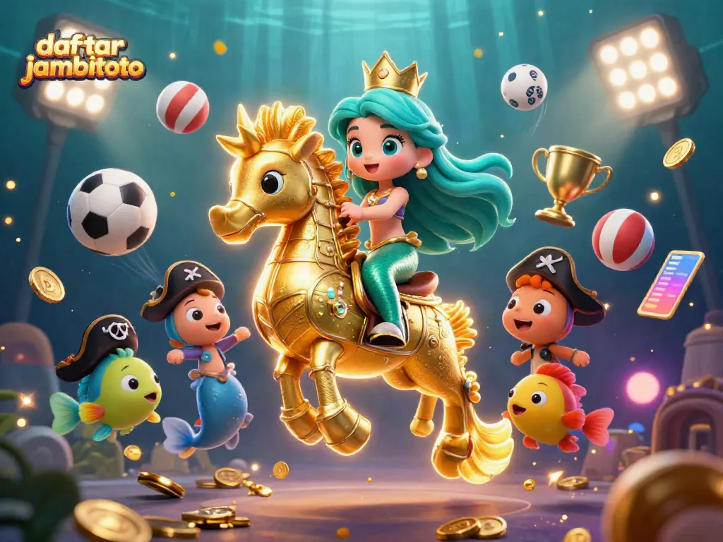 Engage with daftar jambitoto through an enchanting 3D casino-themed scene featuring a mermaid princess.
