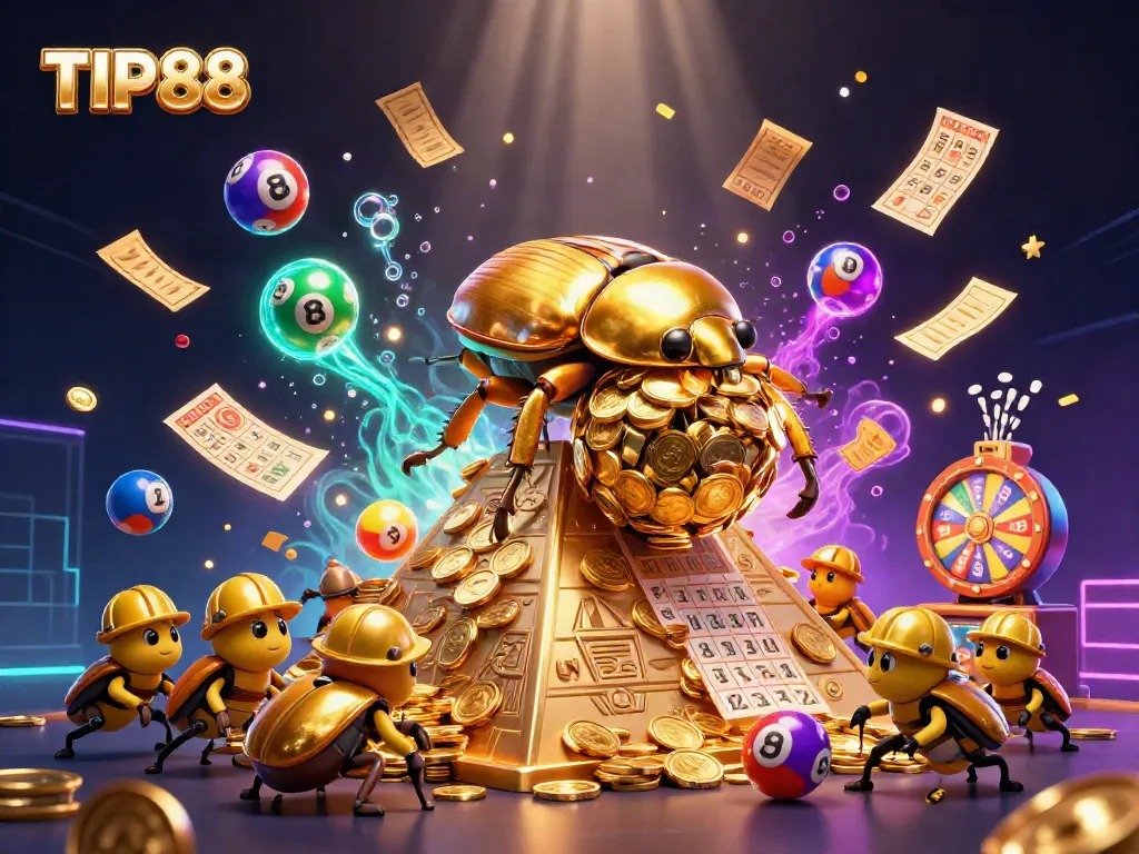 Experience the excitement of TIP88 with vibrant casino elements and dynamic games illustrated in 3D.