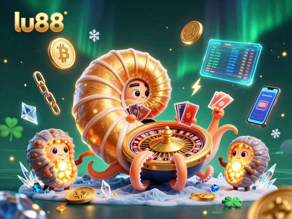Engage in thrilling crypto games with lu88 featuring a vibrant 3D casino scene.
