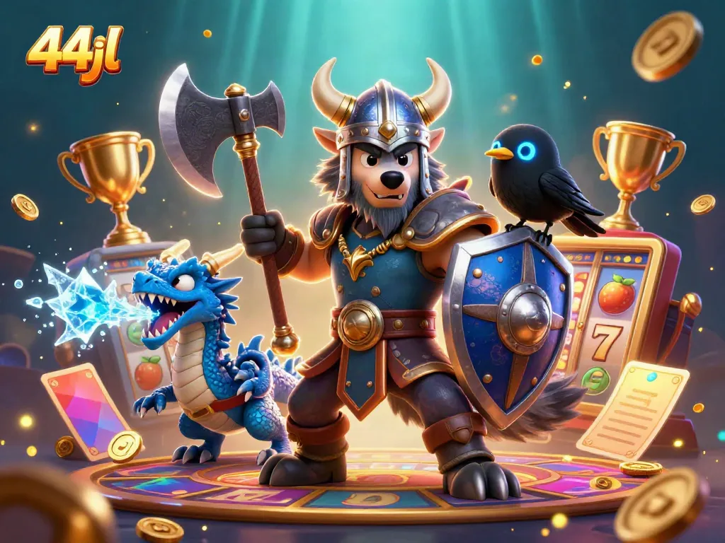 Experience thrilling gameplay with 44jl's immersive 3D cartoon casino scene featuring vibrant characters and gaming elements.