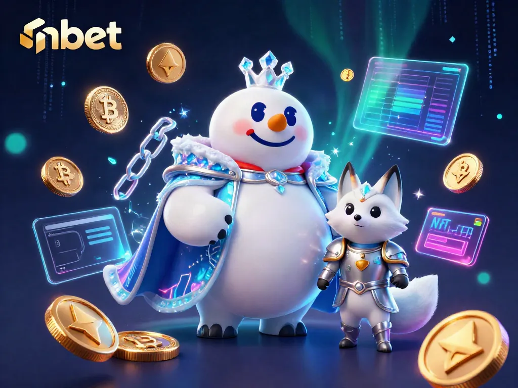 Experience nbet's thrilling energy with a dynamic scene of a polar bear king surrounded by crypto elements.
