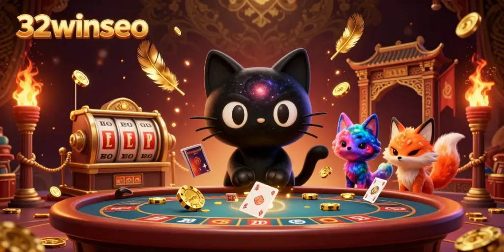 Engage in thrilling gameplay at 32winseo with an exciting cosmic casino scene featuring unique characters.