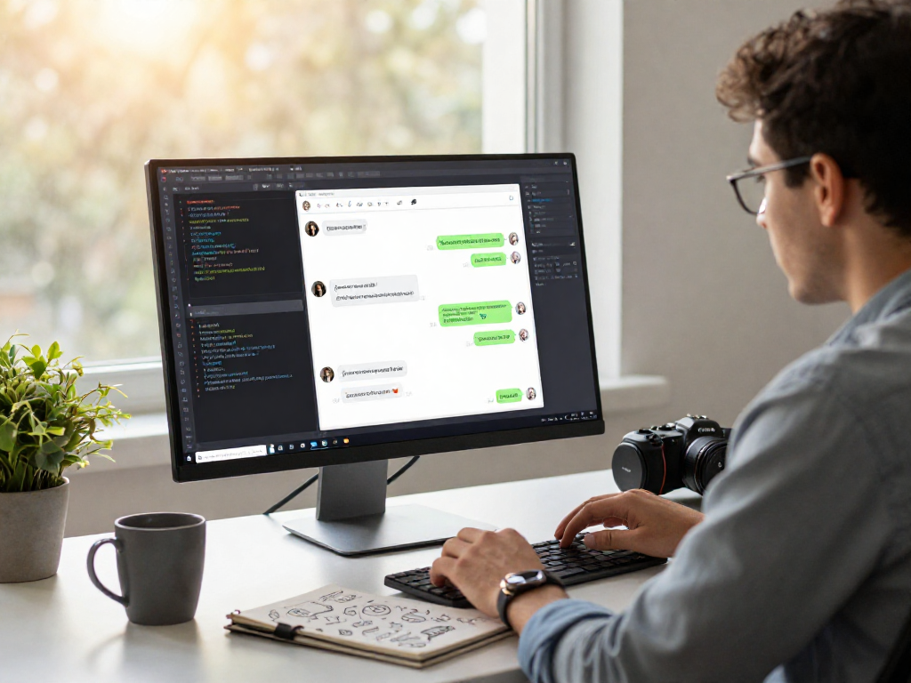juicy ai chat development in a modern workspace with engaging conversation snippets on a screen