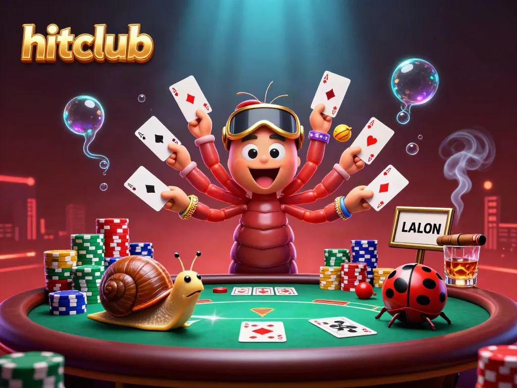 Hitclub dealers showcase powerful hands at a poker table in a high-stakes casino scene.