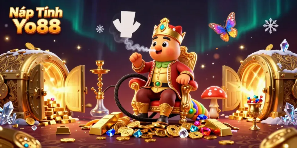 Experience seamless transactions with Nạp Tiền Yo88, featuring vibrant 3D casino elements.