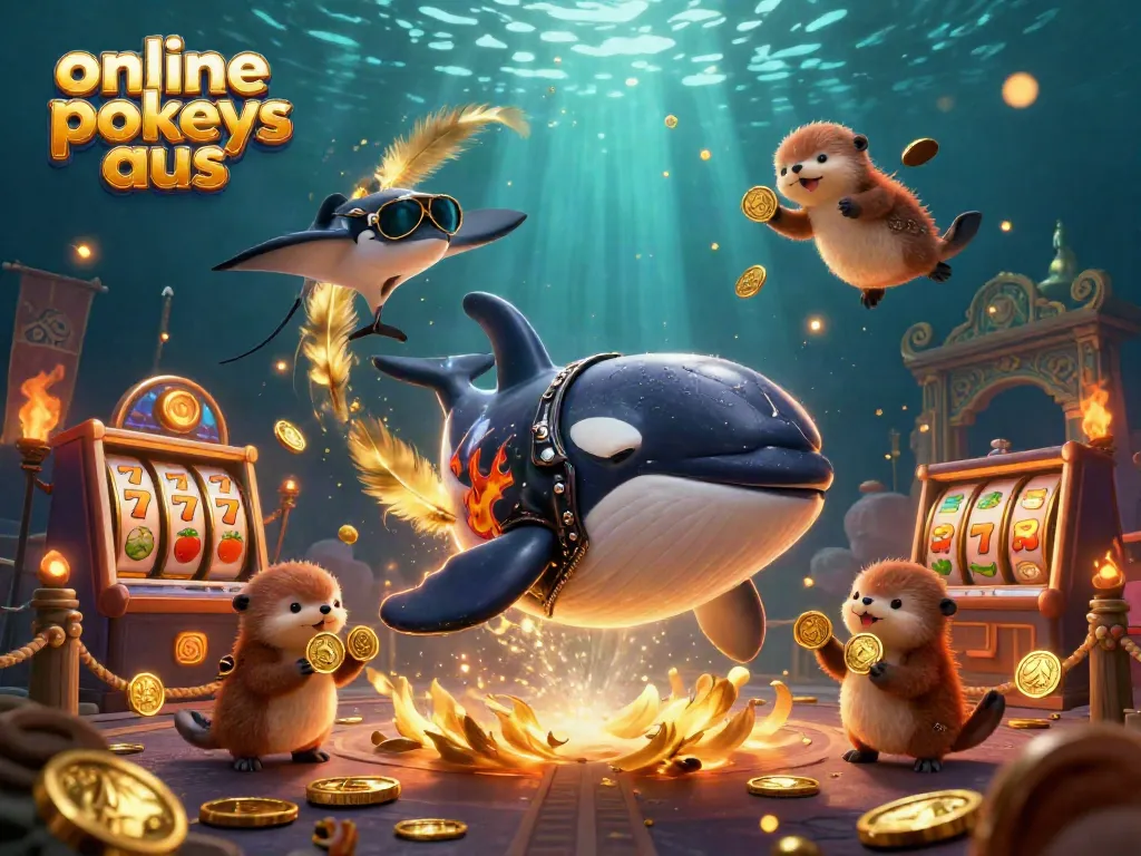 Spin with online pokies aus, featuring vibrant characters and dazzling casino elements.
