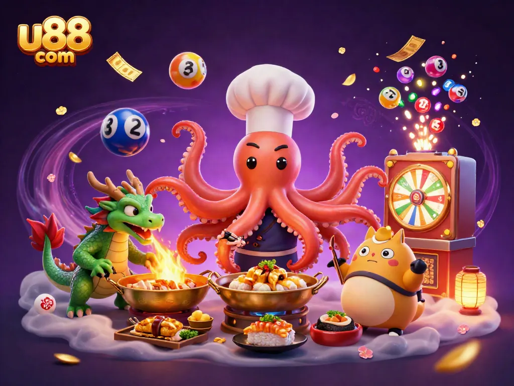 Win big at u88 com with this vibrant, action-packed casino illustration featuring entertaining game elements.