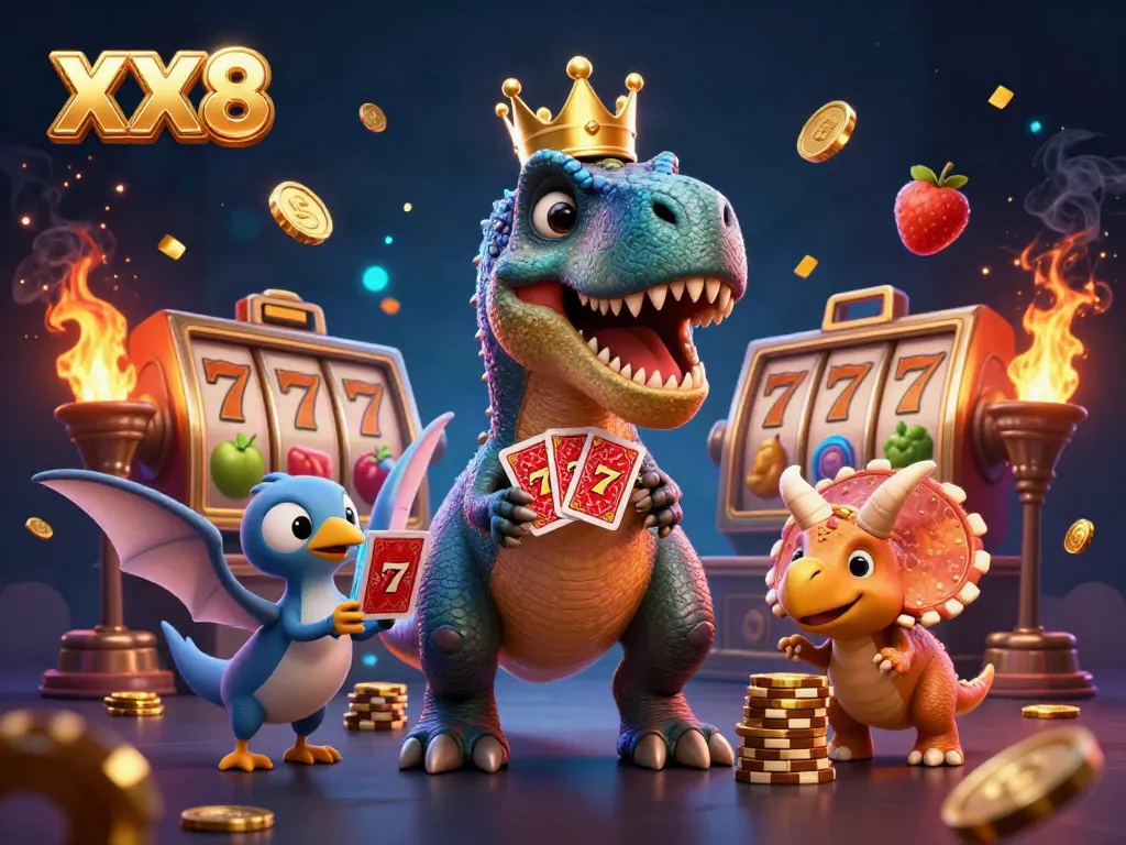 Engage in thrilling XX8 slot gameplay with dynamic character interactions and vibrant casino elements.